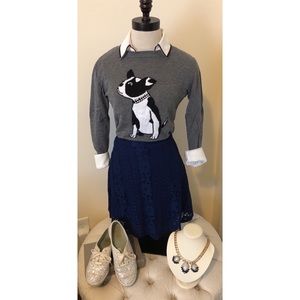 Navy Blue Lace Skirt